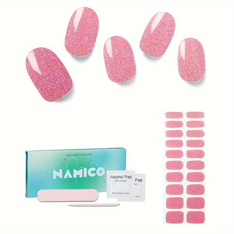 

Semi Cured Gel Nail Wraps, 20pcs Semi Cured Gel Nail Strips-nail Polish Sticker Wraps Works With Any Nail Lamps, Salon-quality, 2 Long , Easy To Apply & Remove