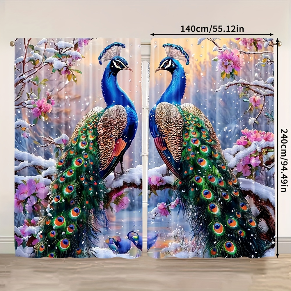 TEMU 2pcs, Light Filtering Curtains Pearooster1 Versatile Durable Polyester (without Rod,no Movement, No Battery) Thermal Insulation, And Room