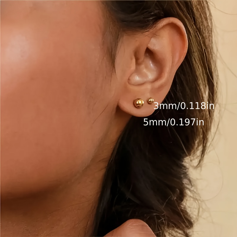 3 Pair Set Stainless Steel Barbell Stud Earrings, Unisex