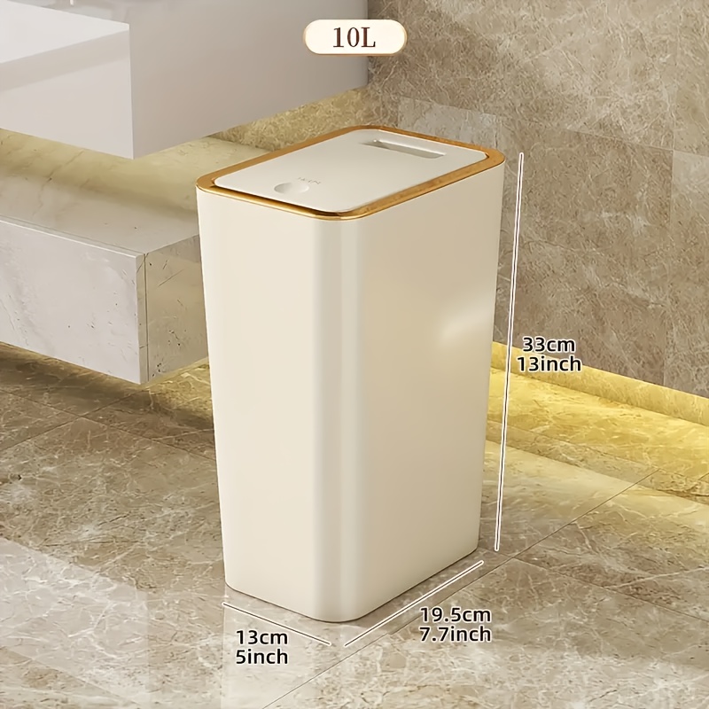 Image of 1pc Of Anti Odor Pvc Garbage Bin With 1 Click Lid - Square Design, Suitable For In Bedrooms, Kitchens, Living Rooms, And Public Spaces