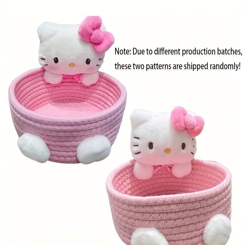 TEMU 1pc Hello Storage Basket Cute Harajuku Charm Cosmetics Storage Box Bedroom Decoration Birthday Gift Pink, Shelf Baskets