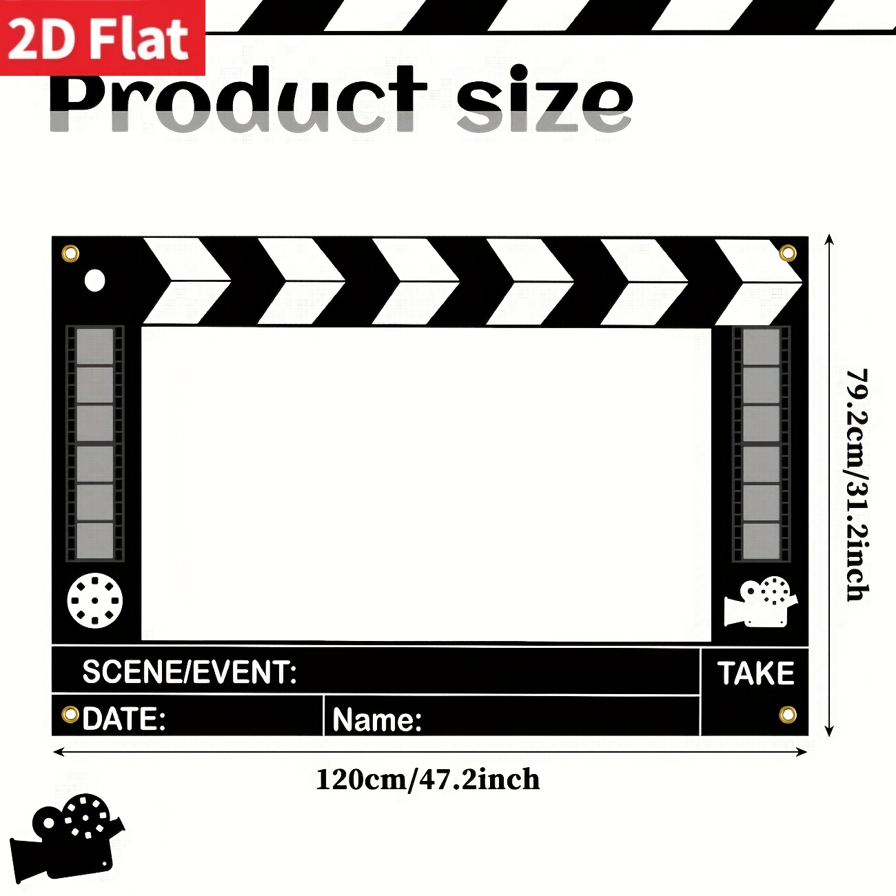TEMU 2d Flat, 2d Flat Banner, 1pc, Movie-themed Party Banner, Movie Night Photo Booth Banner, Large Movie Night Photo Booth Prop, Movie-themed Party