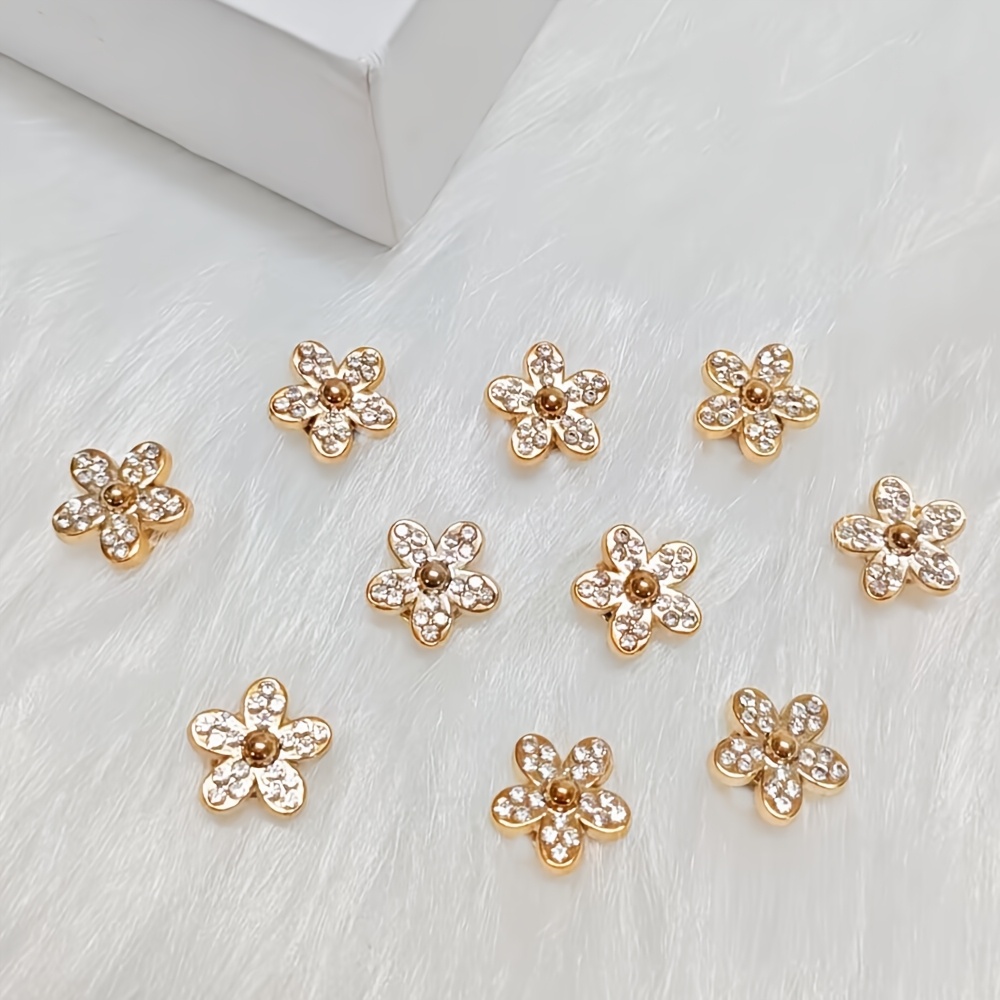 Image of 10pcs Diy Detachable Rhinestone Pendants, Abs Integrated Molded Small Plum Shoe Accessories, Suitable For Shoes And Bags, Multi-functional Decorative , Spring Festival And Valentine's Day Gift