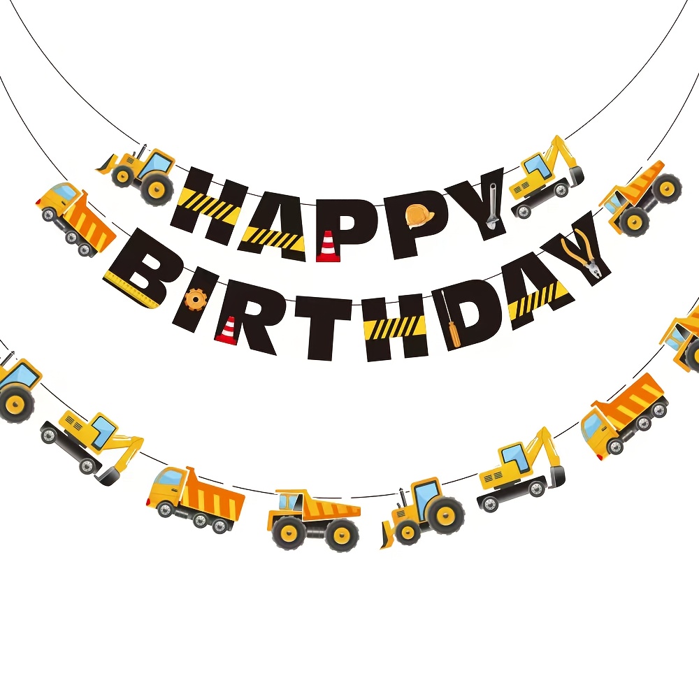 25pcs Of Engineering-themed Birthday Party Decorations, Including Banners And Paper Streamers Suitable For Room Decor