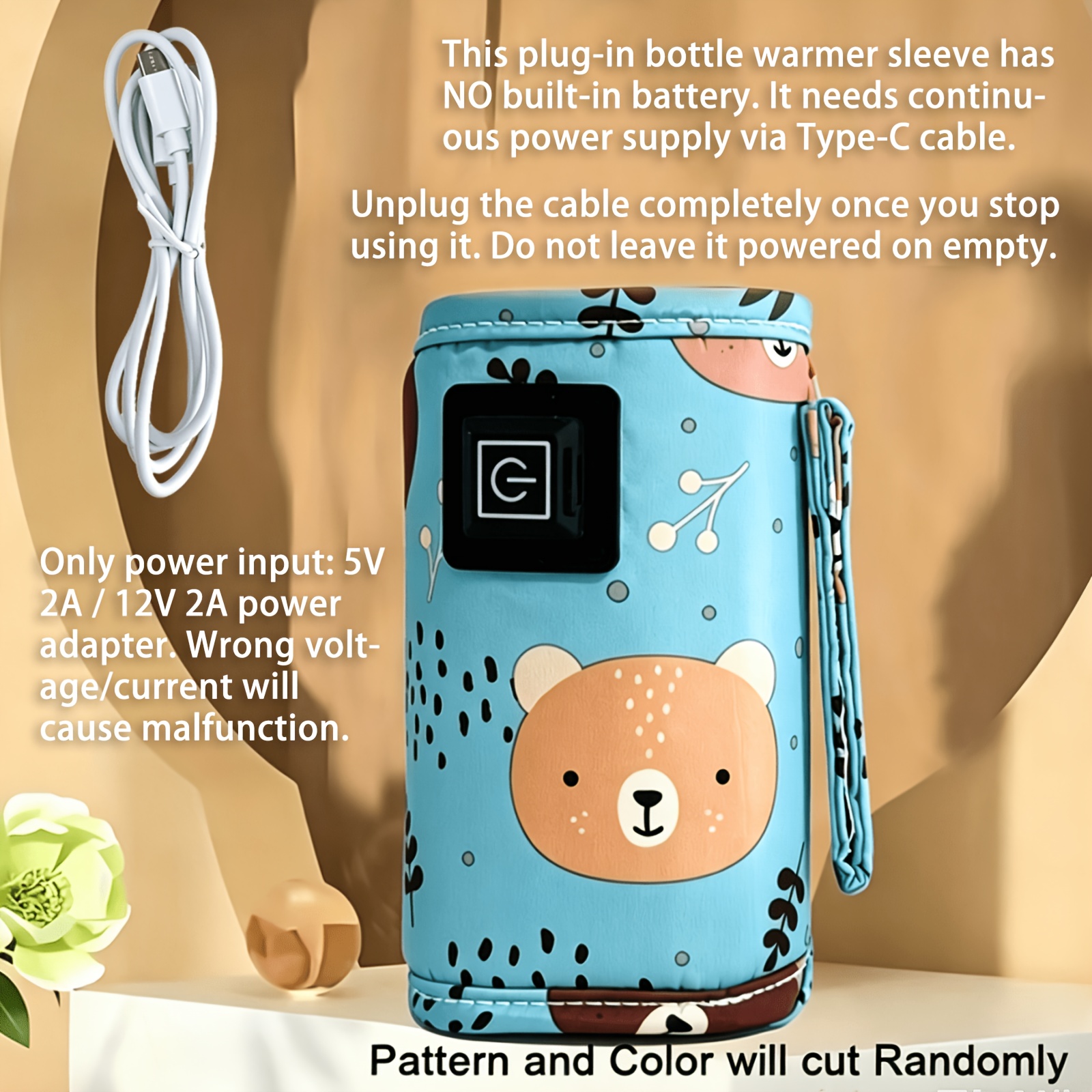 TEMU Usb Powered Portable Bottle , Universal Travel Stroller Insulated Bag, Nursing And Feeding Bottle Sleeve, Christmas, Halloween, Thanksgiving