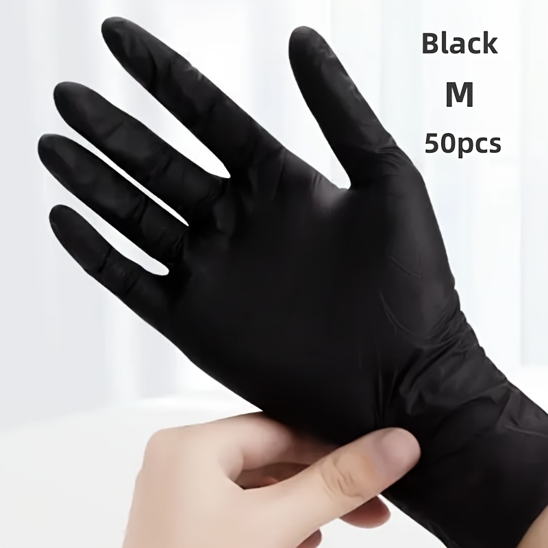 TEMU Lot de 50/102 gants jetables en PVC nitrile noir - Gants de nettoyage jetables, adaptés pour , la vaisselle, le nettoyage , à main, gratuits,
