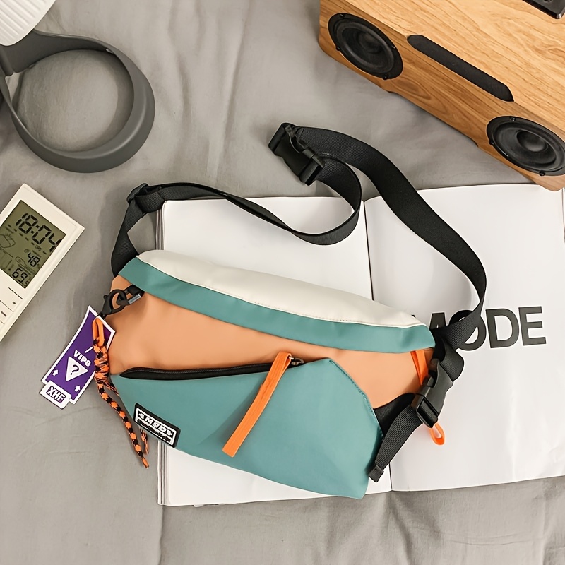 E-shop Damen & Unisex Nylon Bauchtasche/Schultertasche mit Handytasche - Kontrastfarbe (//) Gürteltasche geeignet für Reisen, Arbeit, Einkaufen -