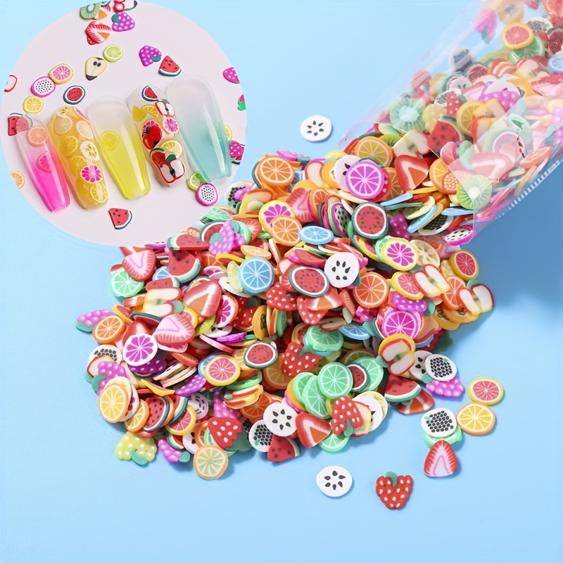 

1200 Pcs Colorful 3d Fruit Slices Nail Art Kit - Vibrant Lemon & Assorted Fruits For Creative Manicure Diy Decorations, Unscented