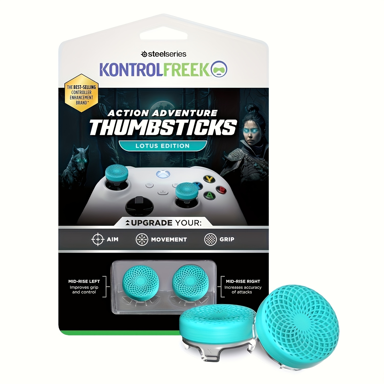 

Teal Performance Thumbsticks For 1 & - & Mid Rise Silicone Grips