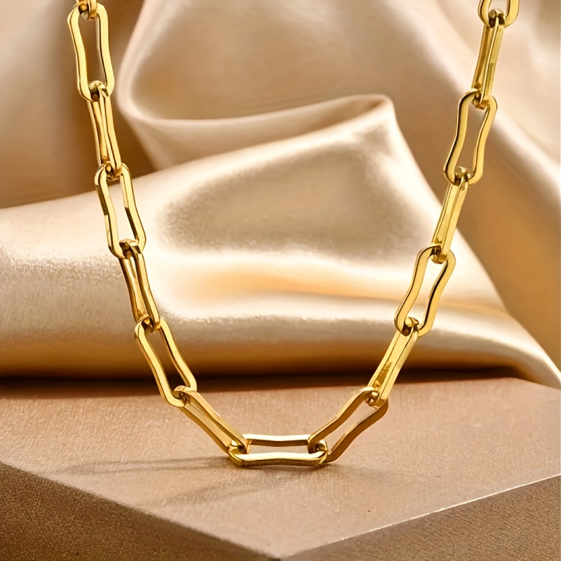 

304 Stainless Steel 18k Gold Plated Square Chain Necklace For Men And Women