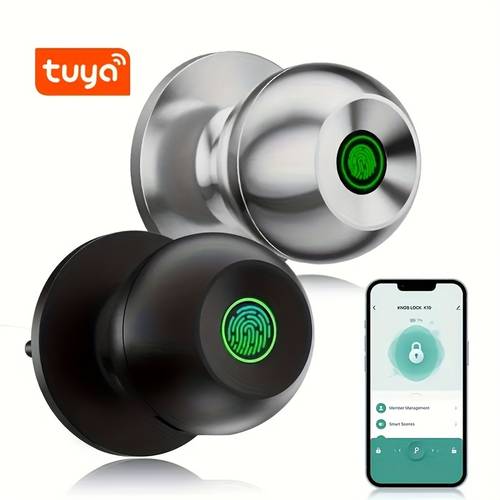 smart door lock biometric door lock rechargeable fingerprint door knob with keys app control for bedrooms office s10yi