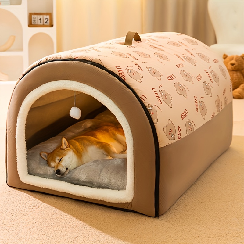 

House Bed For Dogs And Cats, Polyester Fiber, Suitable For All Breeds, With Not Assembled, For Autumn And Winter, Ideal Gift For Your Pet