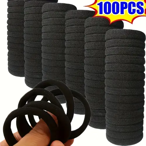 100 pack black hair ties for teen girls solid color high hair bands polyester ponytail holders for durable hair accessories for ideal gift for over 15 years old