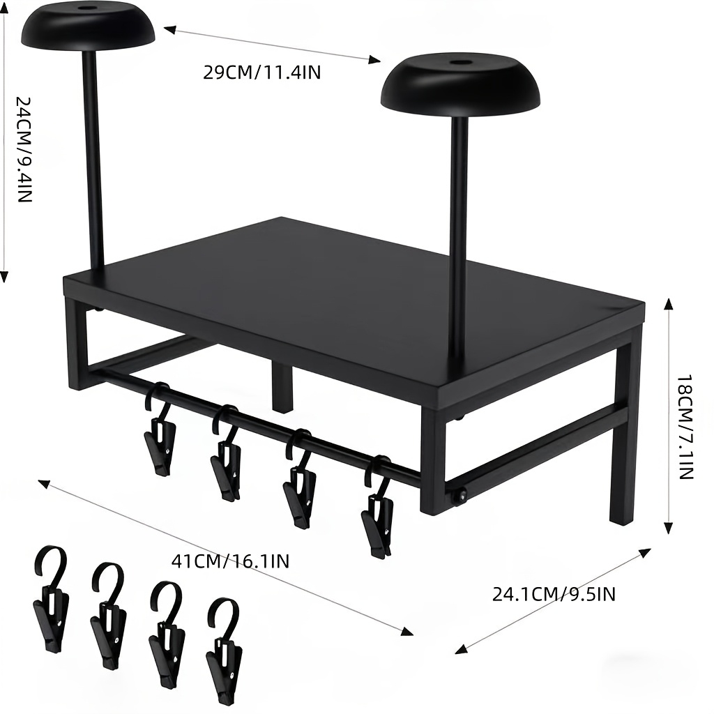 Image of Wall Mount For Ys-22 Motorcycle Helmets, Featuring Of Wood And Metal For Display. Includes 4 Glove Clips, Ideal For Storing Helmets And Gear In Your Bedroom, Garage, Or Living Room