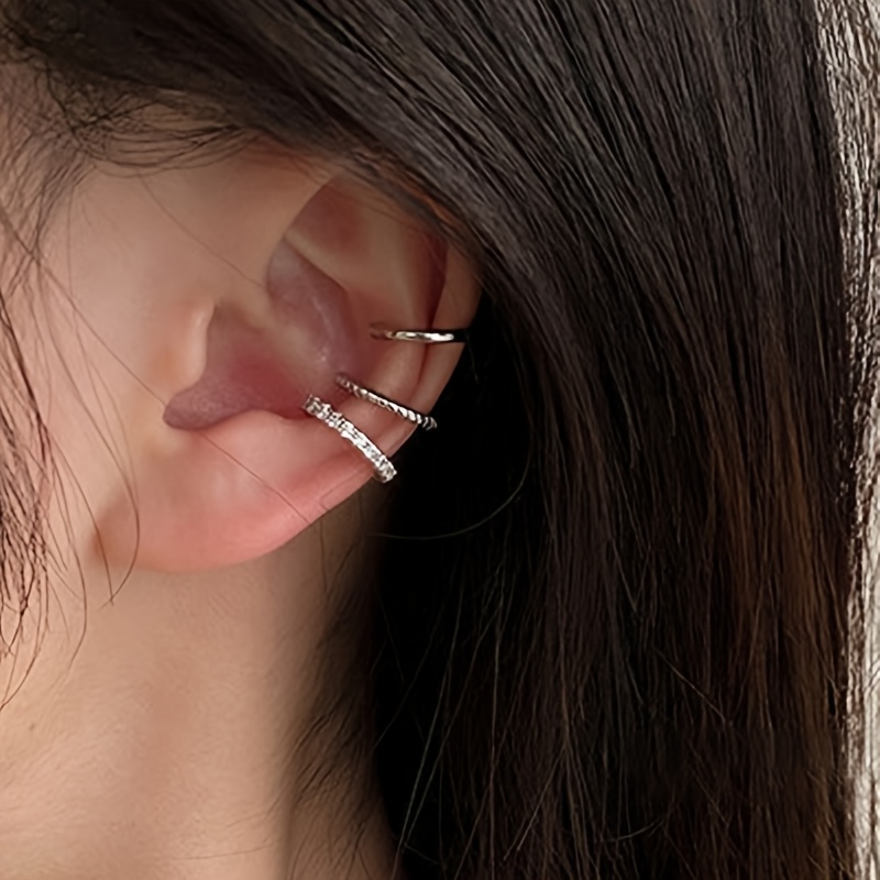 TEMU Set da 3 di orecchini a clip da donna, orecchini a clip per cartilagine per donne senza orecchie forate, delicati e sottili placcati in oro 14K,