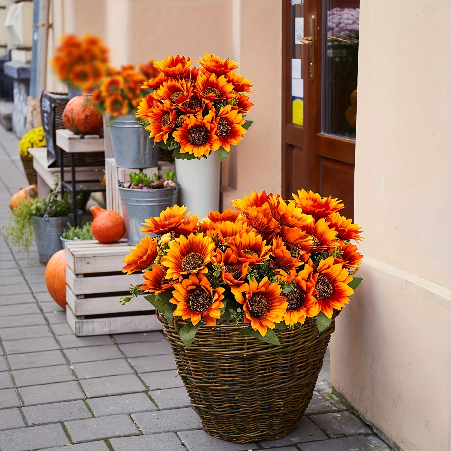 

3 Packs.sunflowers Artificial Flowers, Fall Fake Floral Faux Bouquet Arrangements For Home Outdoors Table Vase Porch Potted Bathroom Decoration