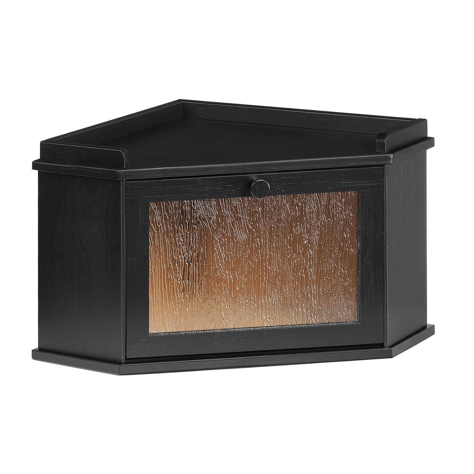 Image of High-end Bamboo Bread Box, Bread Storage Box With Acrylic Door, 32 X 32 X 24 Cm, Transparent Acrylic , Suitable For Kitchen And Restaurant, Black