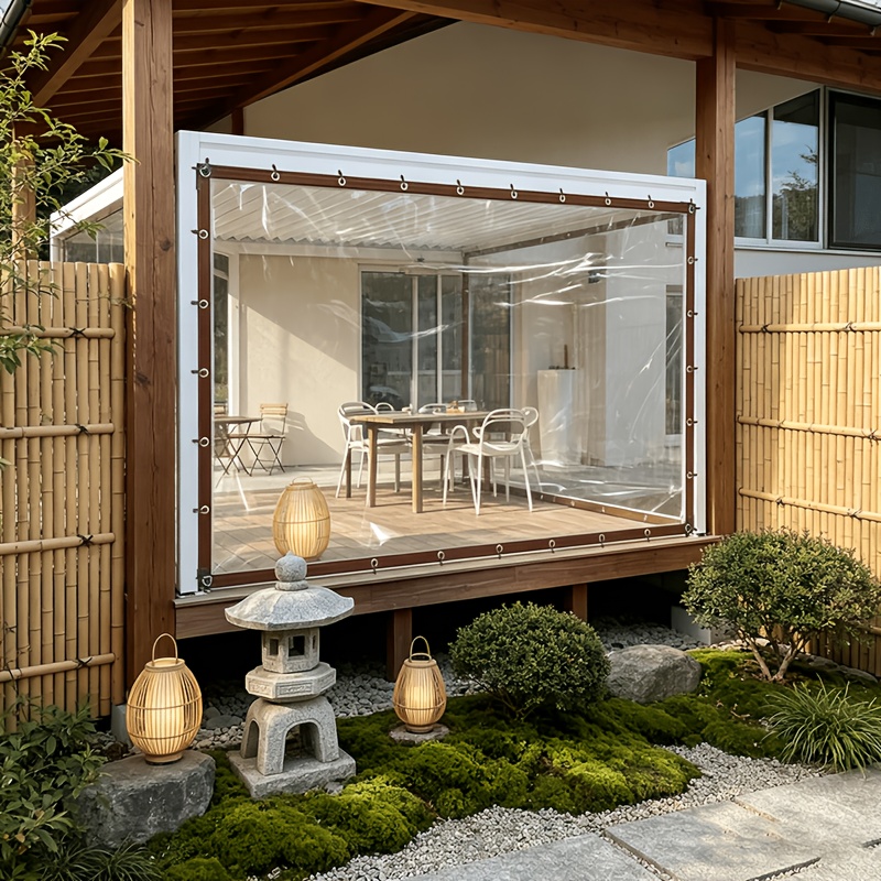 TEMU Reinforced Transparent Pe Heavy-duty Tarpaulin, Rainproof And Wind-resistant, Multi-functional Outdoor Cover, Suitable For Courtyard Flower And