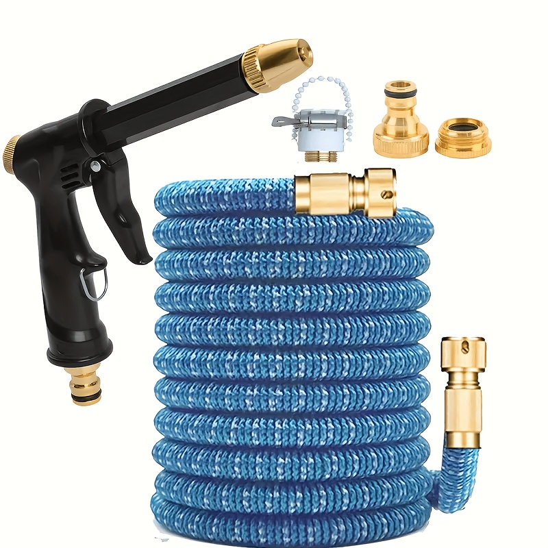 25ft expandable garden hose set high pressure rubber material with universal connector   car washing garden cleaning tool fitted with high pressure nozzle
