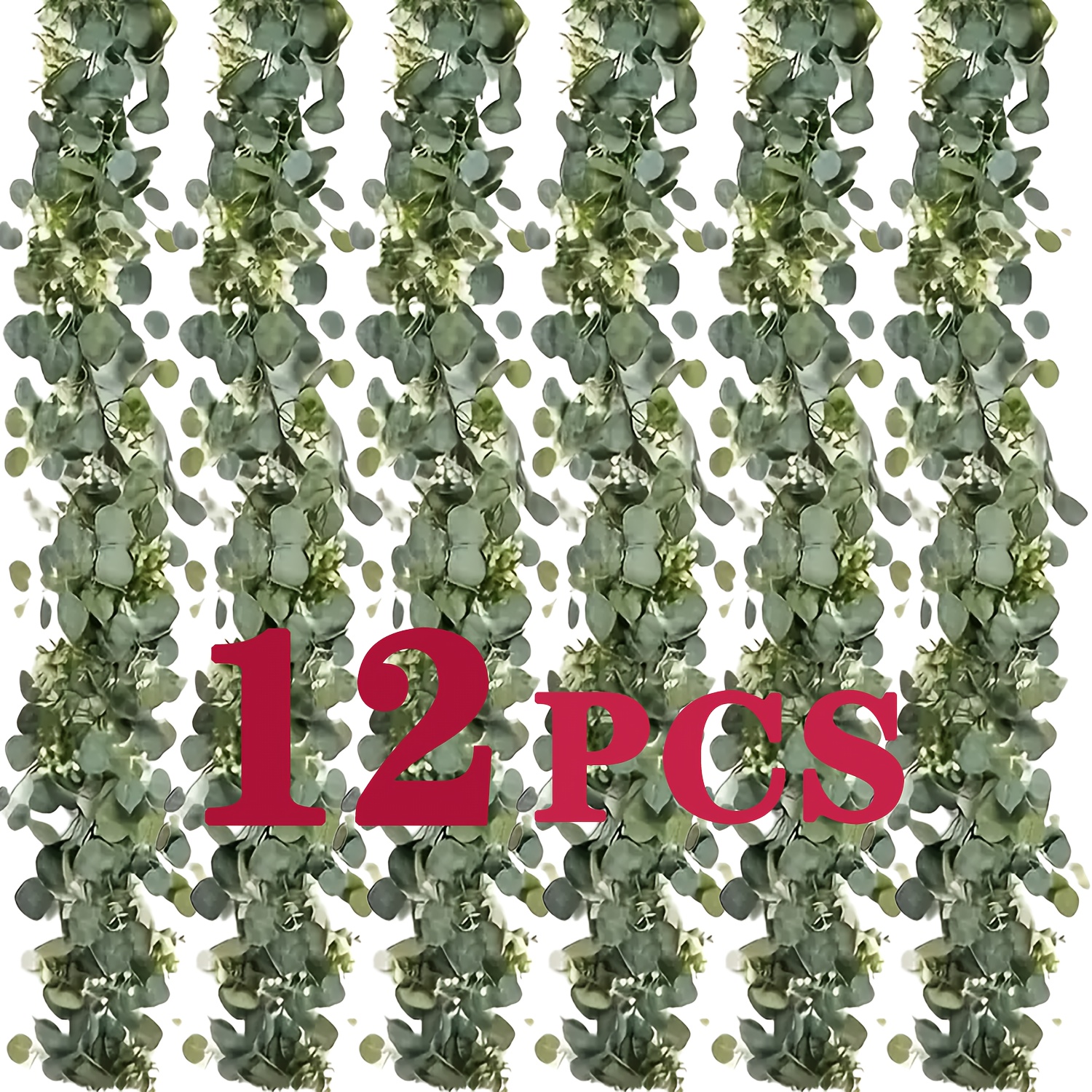 Image of 12 Pack 70 Inch Eucalyptus Garland With Artificial White Flowers - Faux Greenery Vine For Wedding, Christmas, Party, Home Decor - Versatile Hanging Plastic Plants For And Spaces