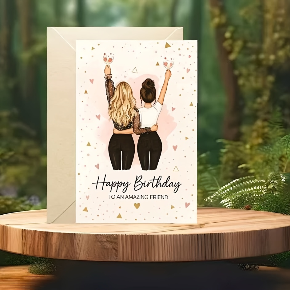 E-shop Einzelseitige stilvolle Geburtstagskarte, speziell entworfen für wunderbare Freunde, zum Feiern der Freundschaft. Diese exquisite Karte ist ein