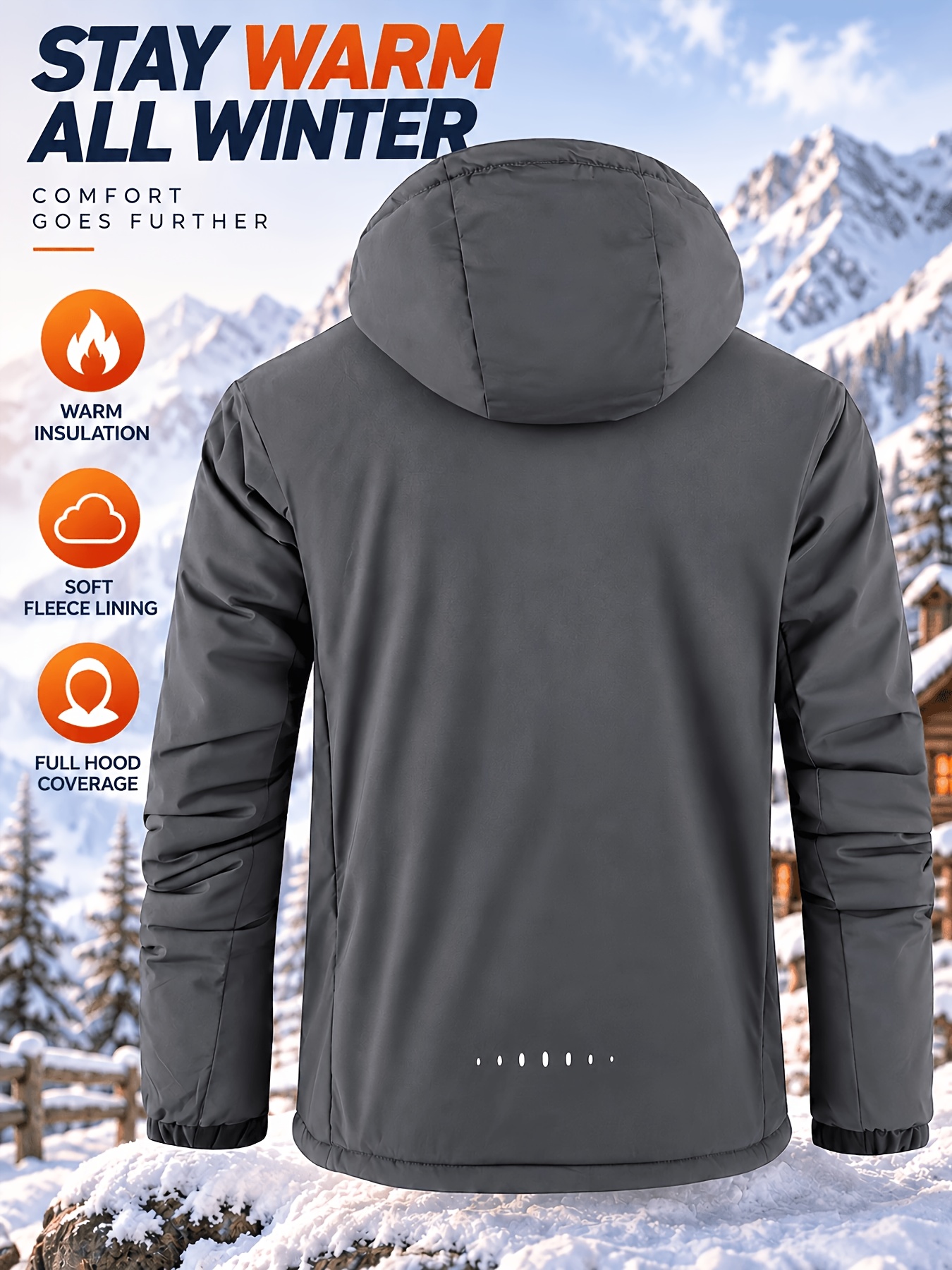 Men's Thickened Windproof Hooded Jacket with Soft Lining