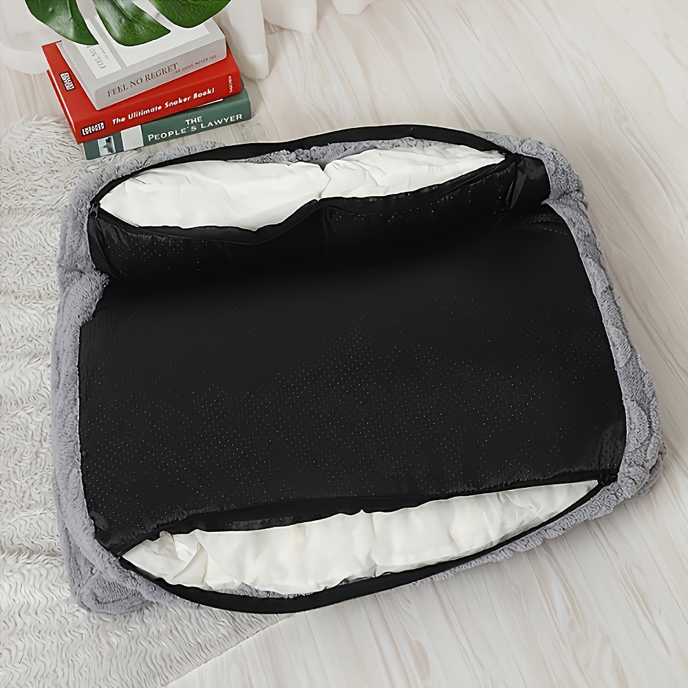 1pc plush pet sofa bed for dogs cats removable machine washable covers     soft polyester with two different gray designs strong durable simple beautiful ideal gift for pet lovers pet furniture bed   decor   furniture durable pet furniture Product details 5