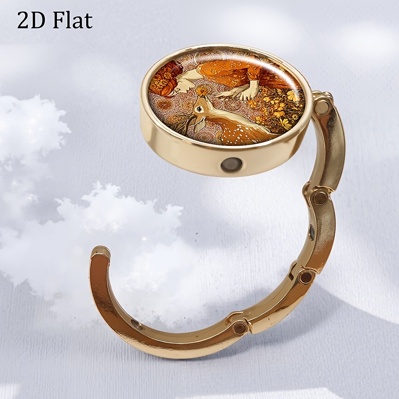 2D Flat Art Nouveau Woman and Deer Autumn Purse Hanger Hook
