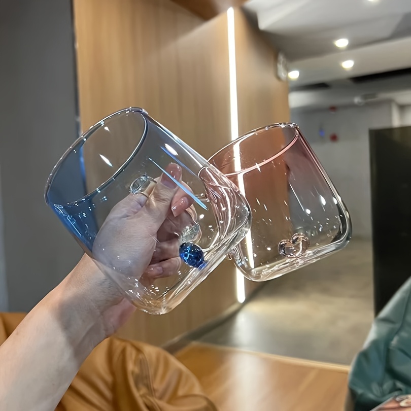 TEMU 2 Tasses en Verre Dégradé avec Design Cœur, Réutilisables et Transparentes, avec Poignées, Tasses à Eau de Cœur Dégradé, Tasses à Café, Tasses à