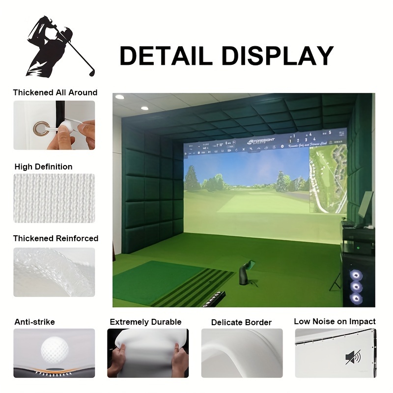 item picture aerixtron high definition silent 3d high strength wear resistant golf simulator impact screen golf projection screen suitable for golf clubs and golf practice   in 5 sizes