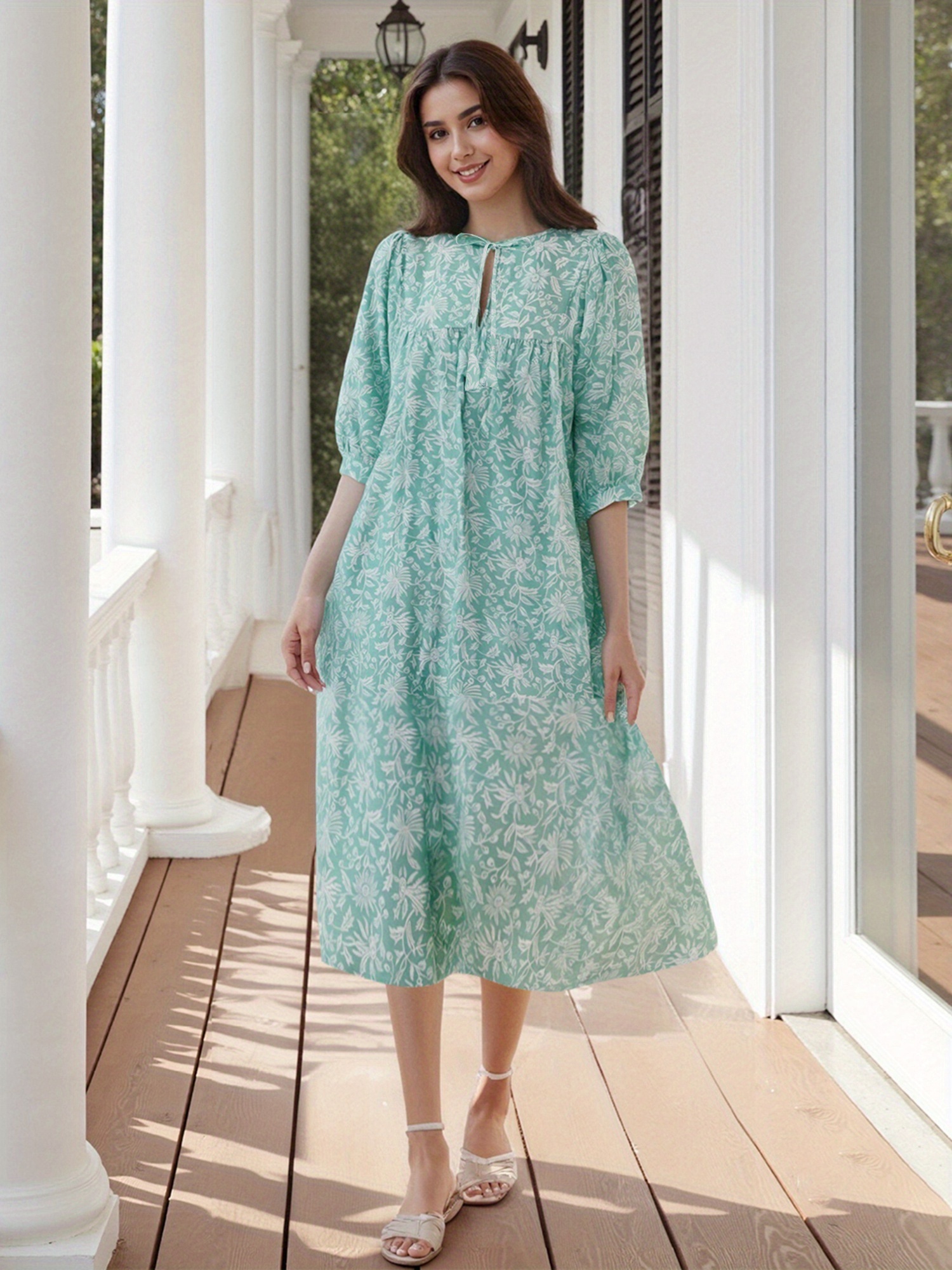3 4 sleeve midi dresses sold on Temu United States