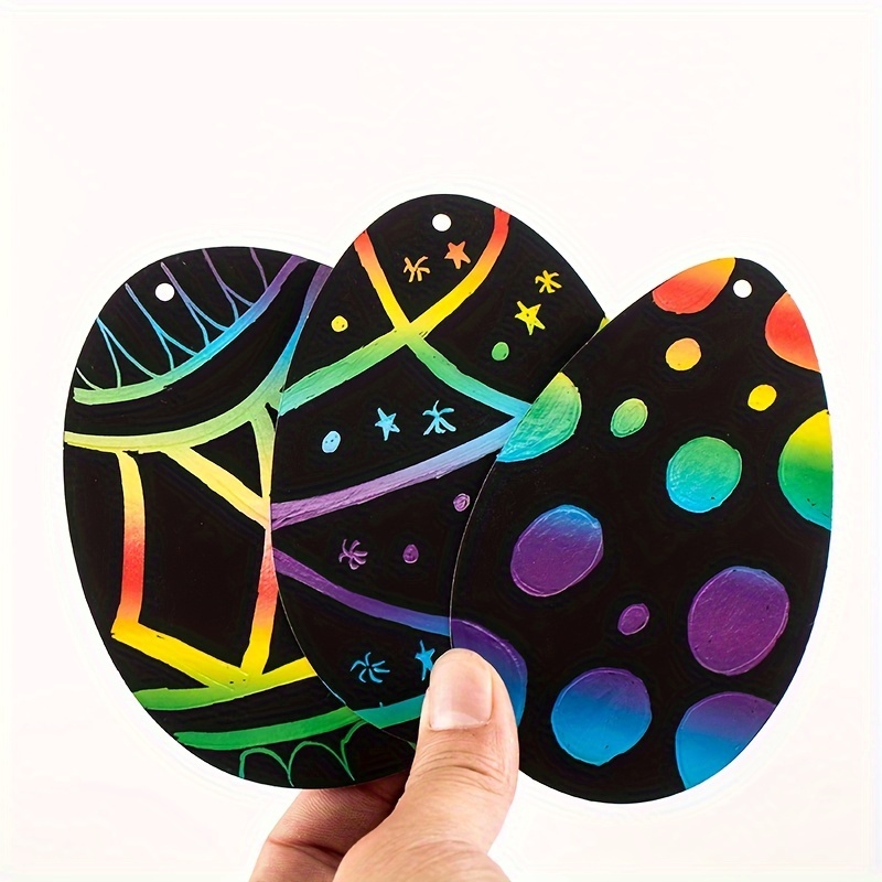 24 Cartes à Gratter Pâques - Œufs Et Lapins - Avec Stylo Et Rubans - Déco Suspendue - Enfants