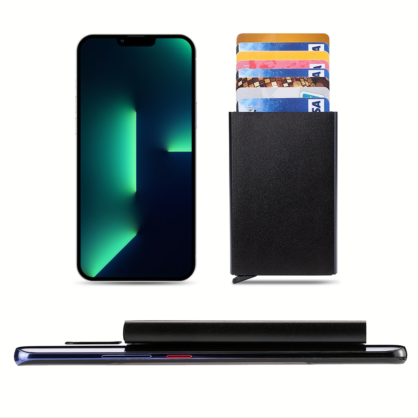 1 Men's Aluminum Card Holder Id Rfid Credit Card Holder Automatic Pop-up Bank Card Case Smart Detachable Mini Card Holder Holiday Gift Dad Daily Use Valentine's Day gift