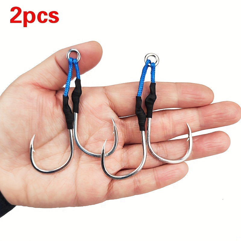 10 Pairs Metal Jig Double Assist Hook With PE Line Luminous Feather Big Game