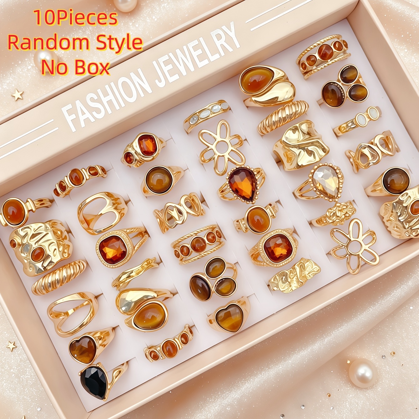 TEMU 10pcs Mixed Style Women's Fashionable And Elegant Heart Geometric Eye Ring Set, Trendy Party Gift, Daily Jewelry Accessories, Random Styles