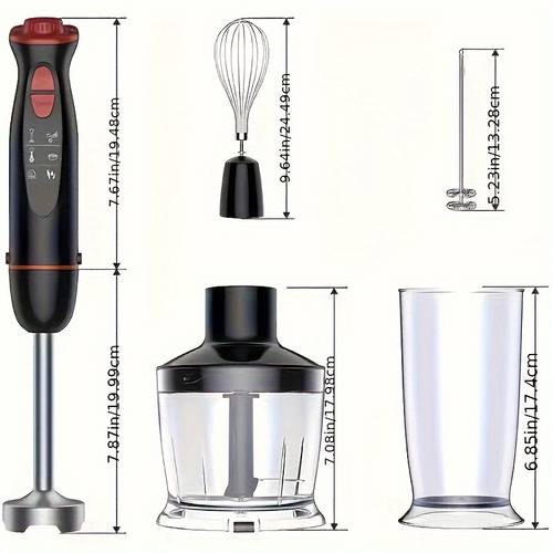 hand blender 5 in 1 1000w powerful led backlight 12 speed multi function handheld stick blender with stainless steel blades chopper beaker 600ml whisk and milk frother for food smoothies puree bpa free