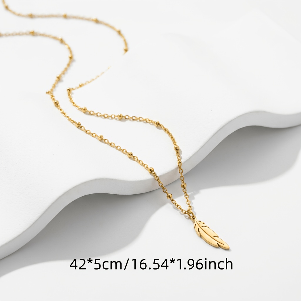 Women's 304 Stainless Steel Golden Necklace with Cross Bead Chain