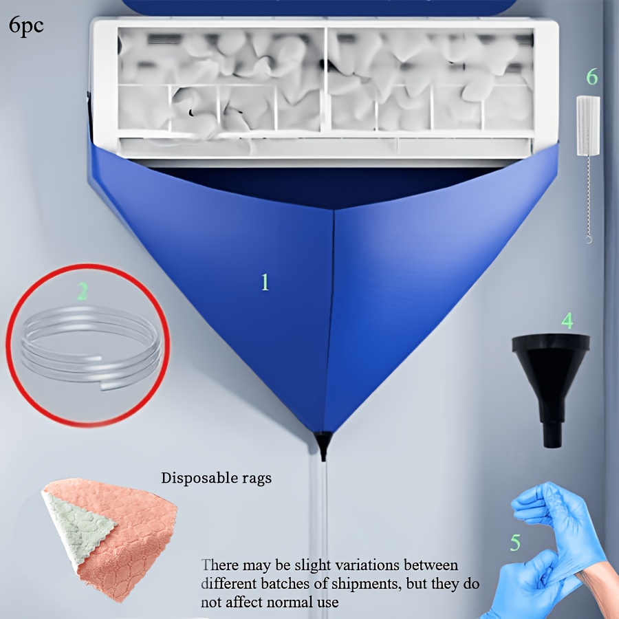 TEMU Kit di pulizia per condizionatore d'aria da 6 pezzi, inclusi panni per la pulizia di casuale, guanti monouso, clip per vassoio di gocciolamento,