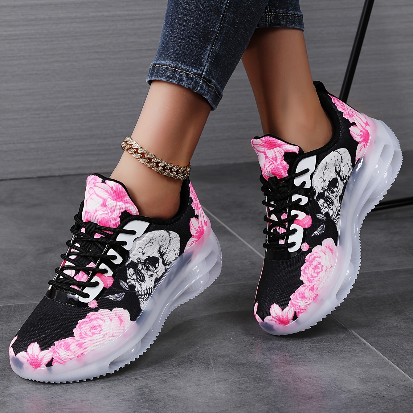 Image of Women's Casual Athletic Shoes Fashion Low-top Trendy Skull Element Trendy Shoes, Women Shoes, Sneakers
