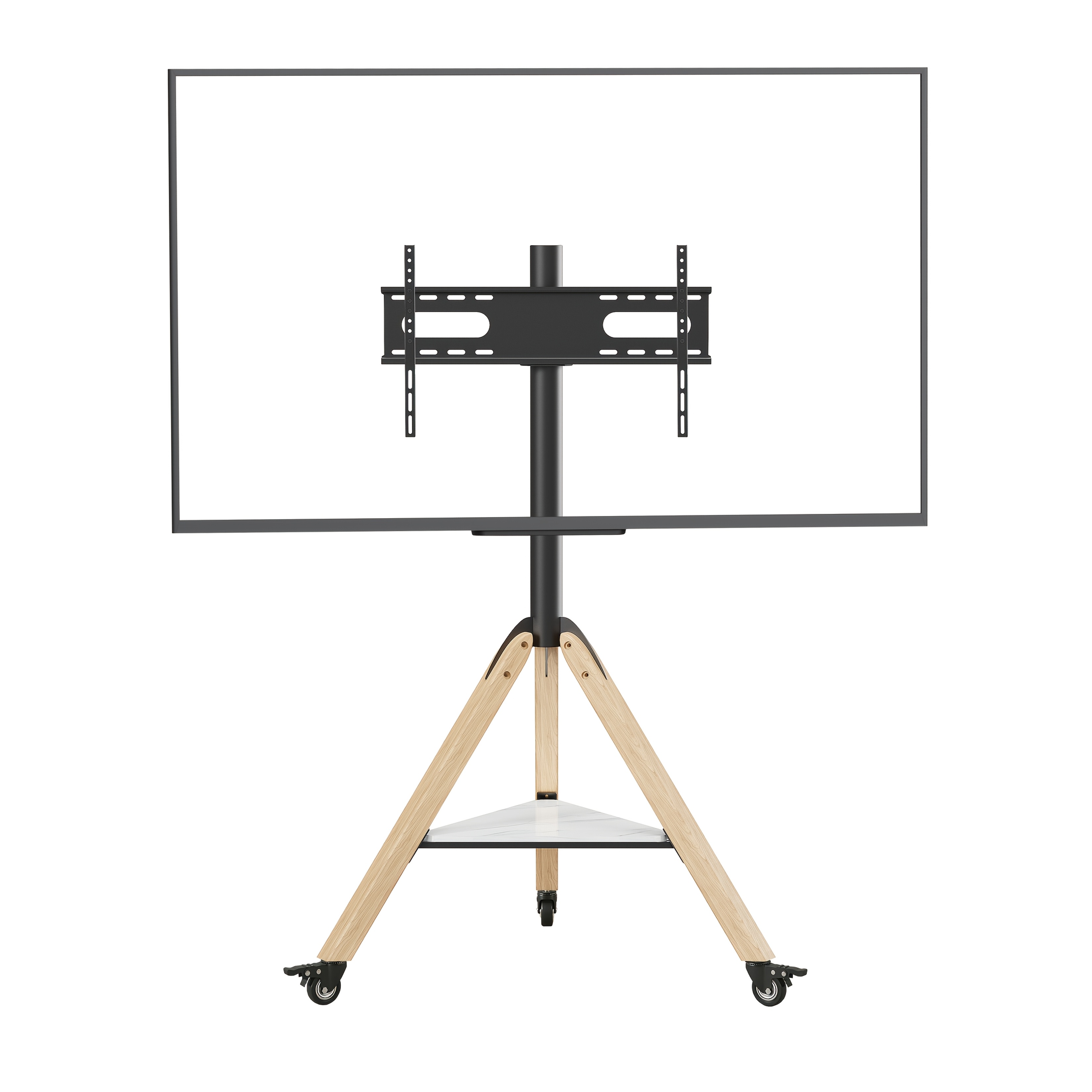 AESOME Universal Swivel Tripod Easel TV Stand for 40-75 Inch LED LCD Screen Height Adjustable Studio TV Display Stand with Sintered Stone Shelf for Bedroom, Living Room Max Load 88lbs, 600*400mm