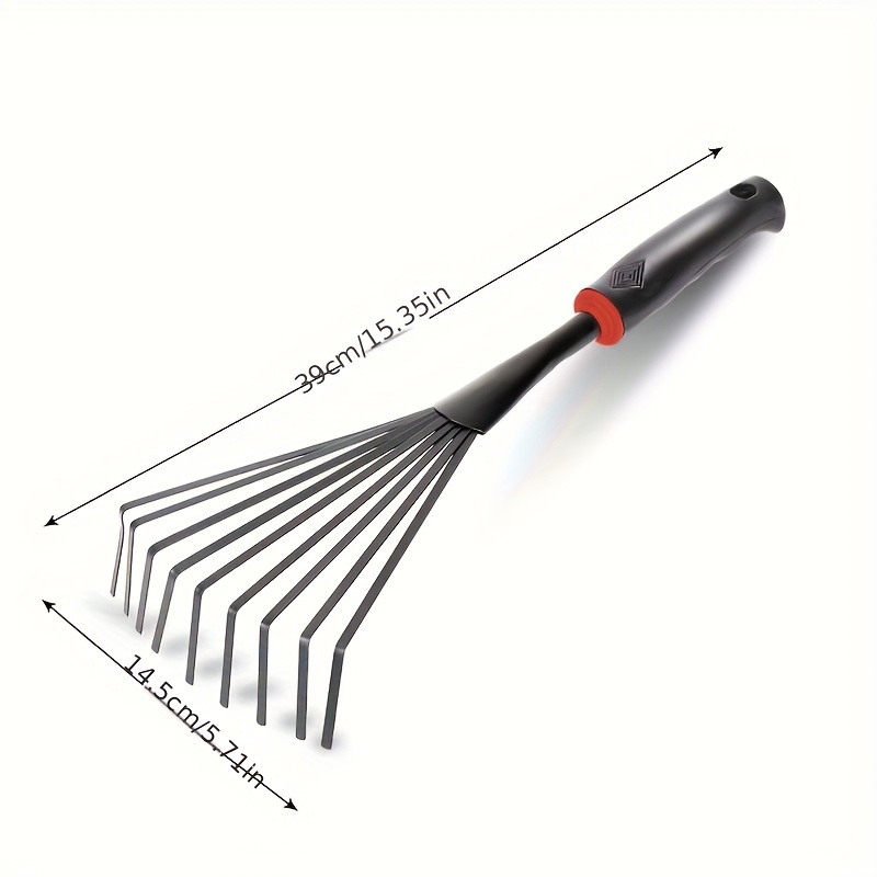 Image of A Hard Carbon Rake Not Easily Deformed, A 9-tooth Garden Lawn Rake, A Durable Yard Leaf Rake, And A Gardening Tool For Collecting Leaves Are Very Suitable For Home Garden Maintenance And Garden Tools