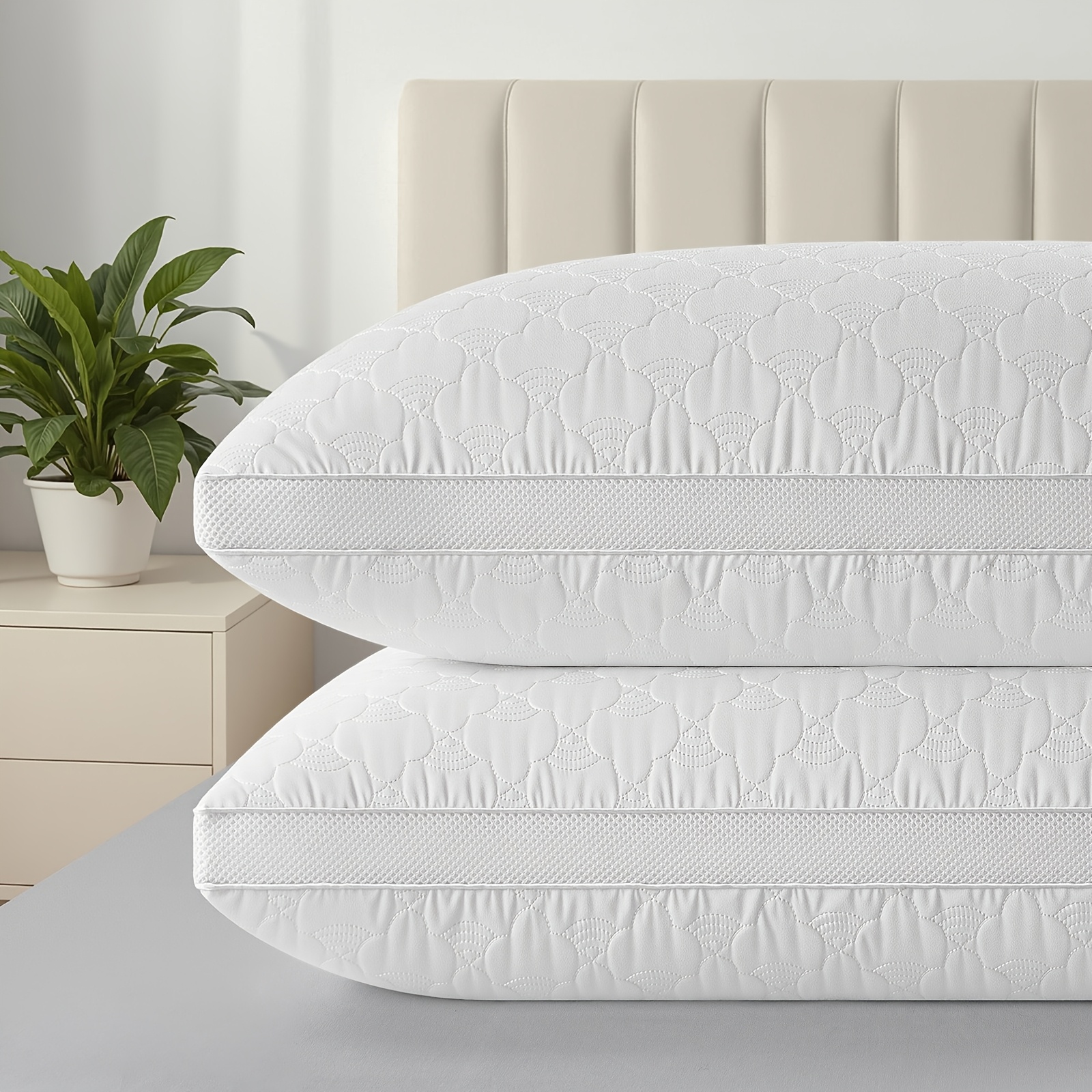 Image of Bedstory Set Of 2 Microfiber Pillows-40x80cm (950g/pc) / 80x80cm (1500g/pc), Cushion Filling For Bed Or Decorative Sofa, With Adjustable Zipper, Breathable Cover, Supportive And Washable