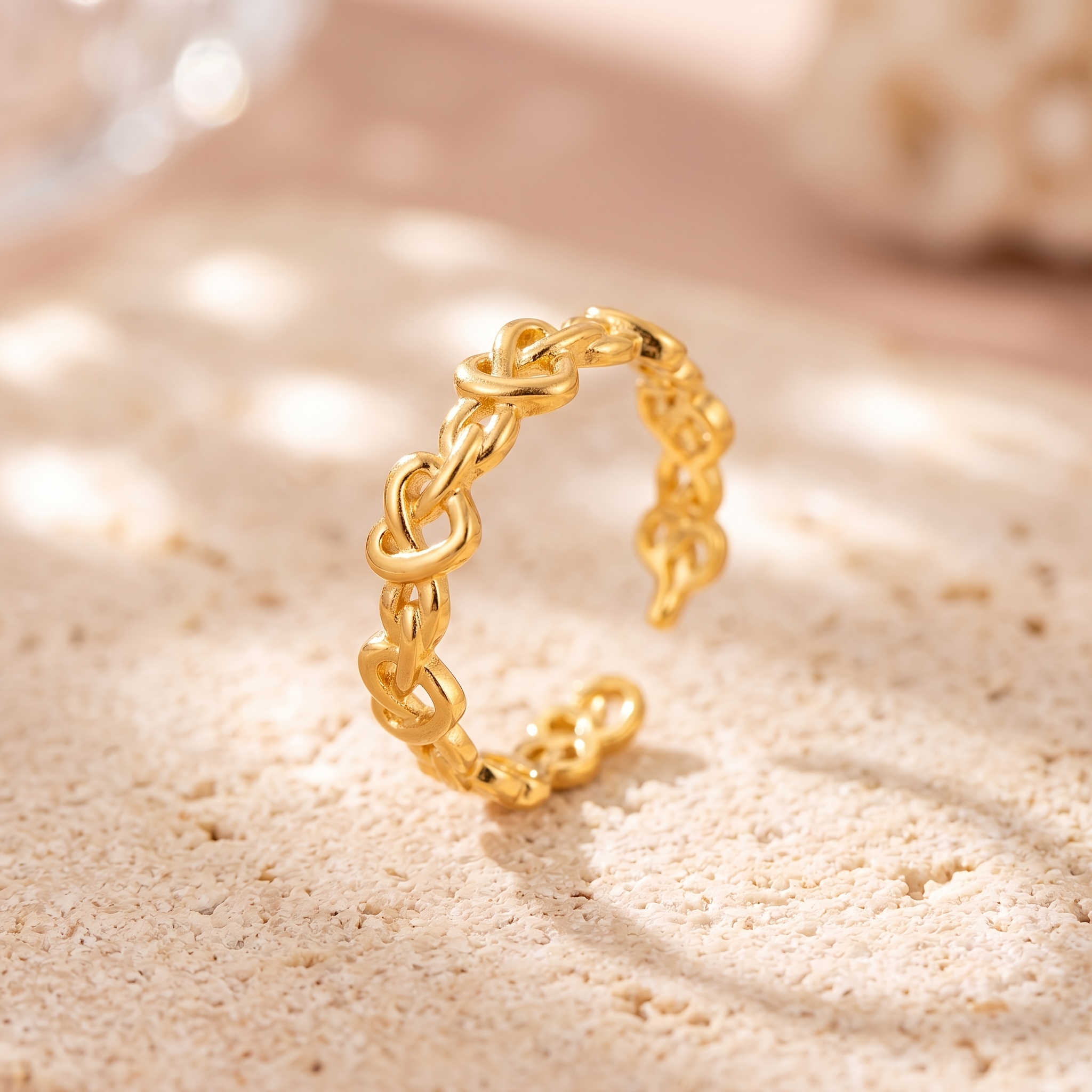 TEMU Exquisite Heart-linked Chain Stainless Steel | Interlocking Woven Design, Unisex Fashion Jewelry, Versatile For Daily And Party Wear, Minimalist