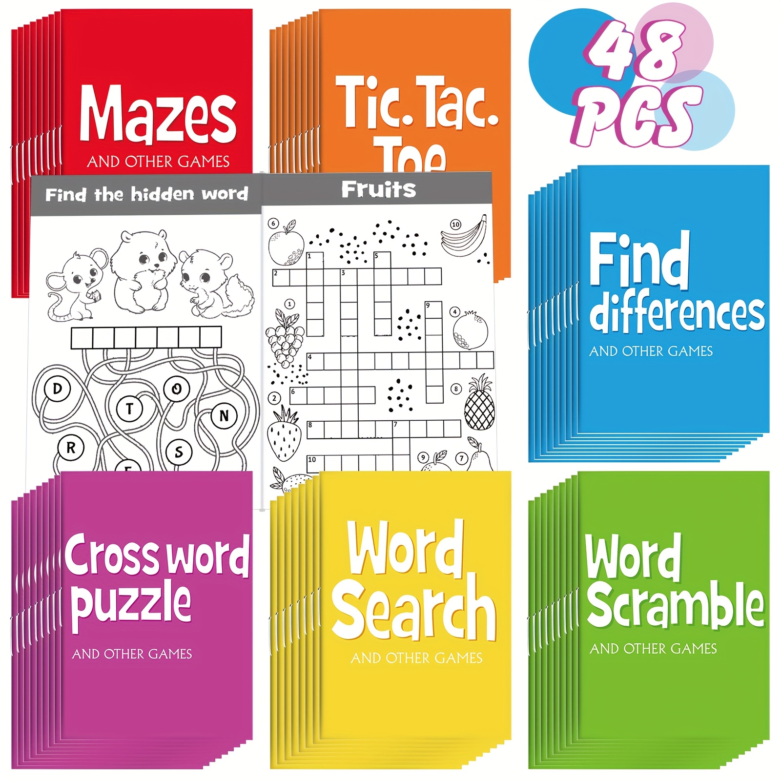 TEMU Gift For Her/him Set Of 48 Mini Activity Books For, Featuring Fun Games And Challenging Tasks Like Mazes And Word, Perfect As Bulk Gifts For Classroom Parties