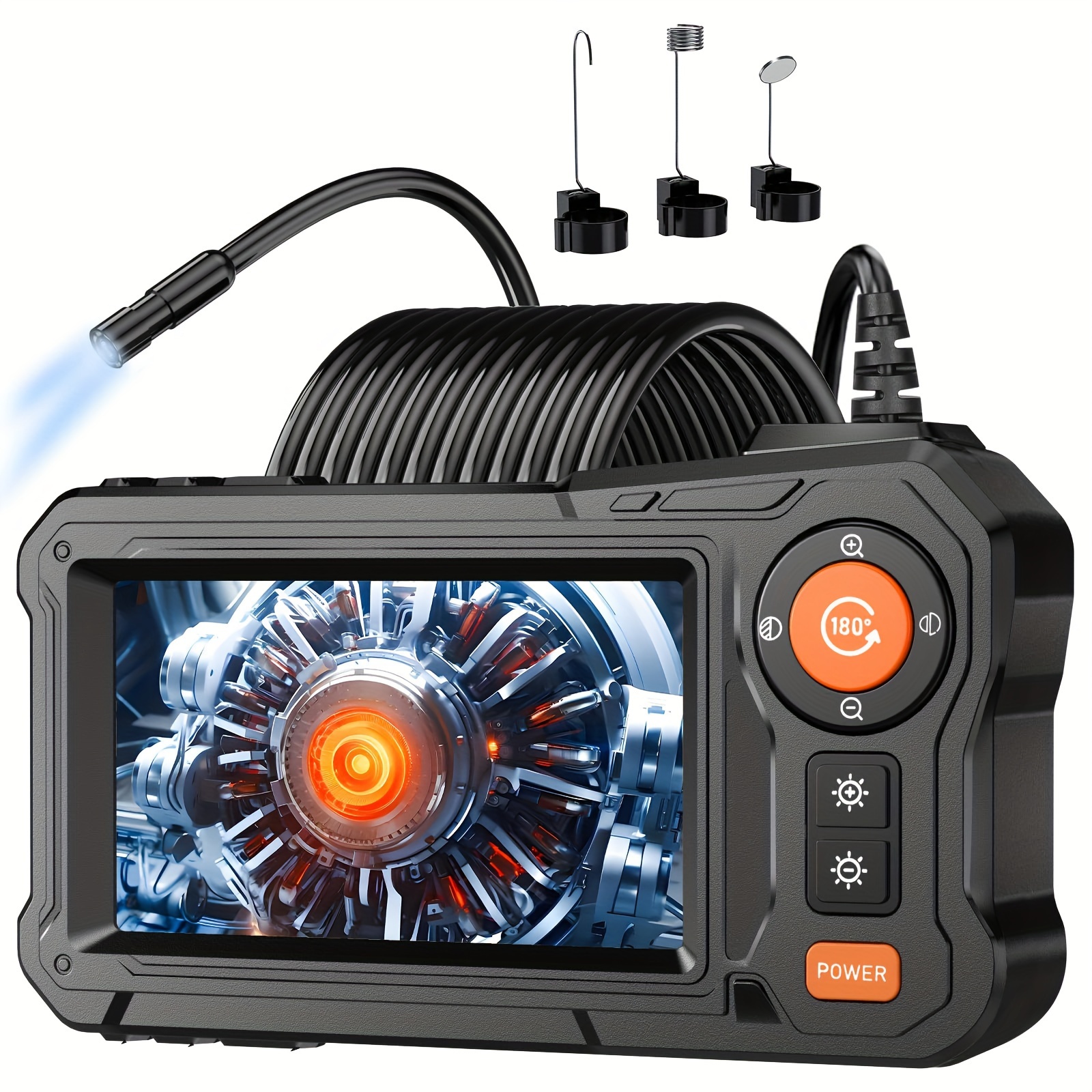 

Endoscope Camera With Light - 4.3" Lcd Screen Inspection Camera, Borescope With 8 Adjustable Led Lights, Hd 1080p Endoscope Camera With 16.5ft Semi-rigid Cord Gadgets For Men