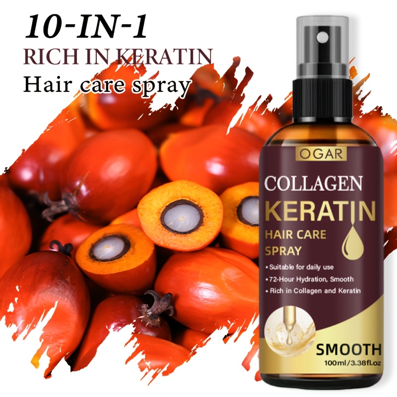 No-Wash Leave-In Conditioner Spray, Provides Rapid Hydration and Moisture, Repairs Dry, Frizzy, Split Ends, and Tangled Hair, Leaving Curls Shinier. Contains Moroccan Argan Oil, Keratin, Jojoba Seed Oil, and Coconut Oil. Suitable for All Damaged Hair