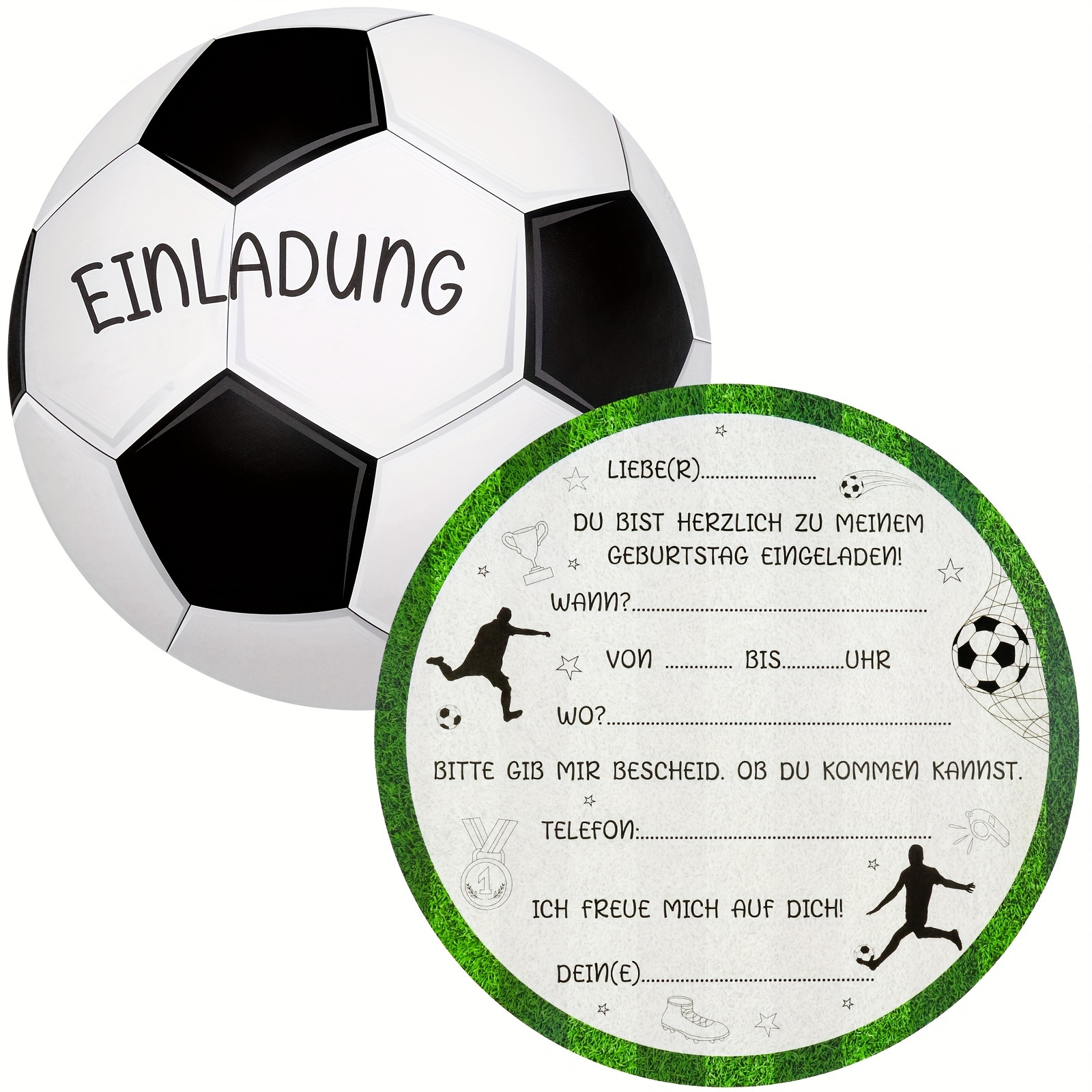 E-shop 12 Stück Fußball-förmige Einladungskarten, Lustige Geburtstags-Sportparty-Einladungen für Fußball- – Es ist für Halloween, Weihnachten, Neujahr,