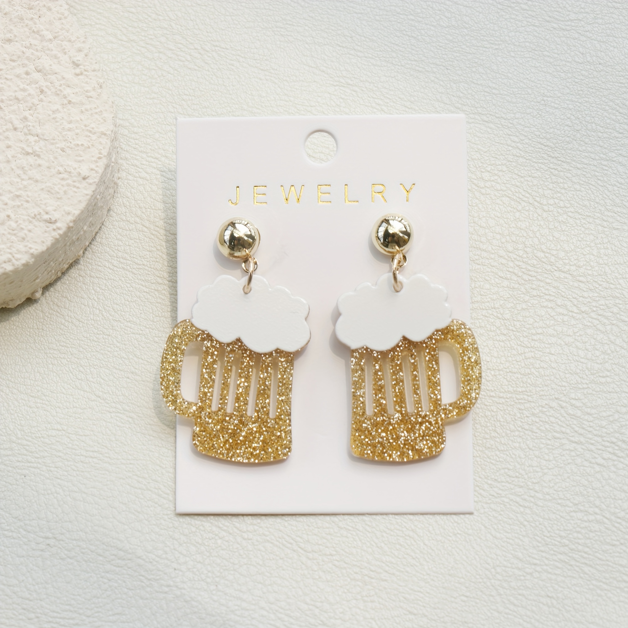 Image of 1 Pair Vintage-inspired Sparkling Mug Acrylic Dangle Earrings, Stainless Steel Posts, Ideal For Party &, Festive Accessories|vintageinspired Earrings|sparkling Mug Design