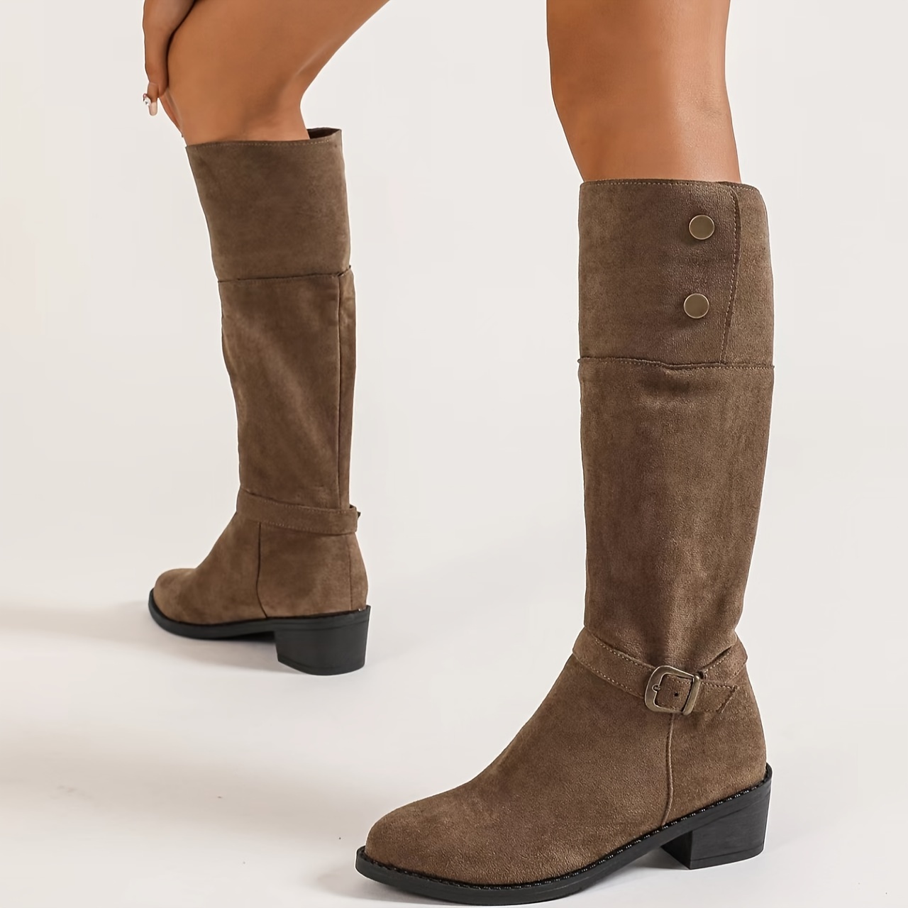 Knee Boots Overknees Stoff Schwarze Overknee-Stiefel In Lederoptik