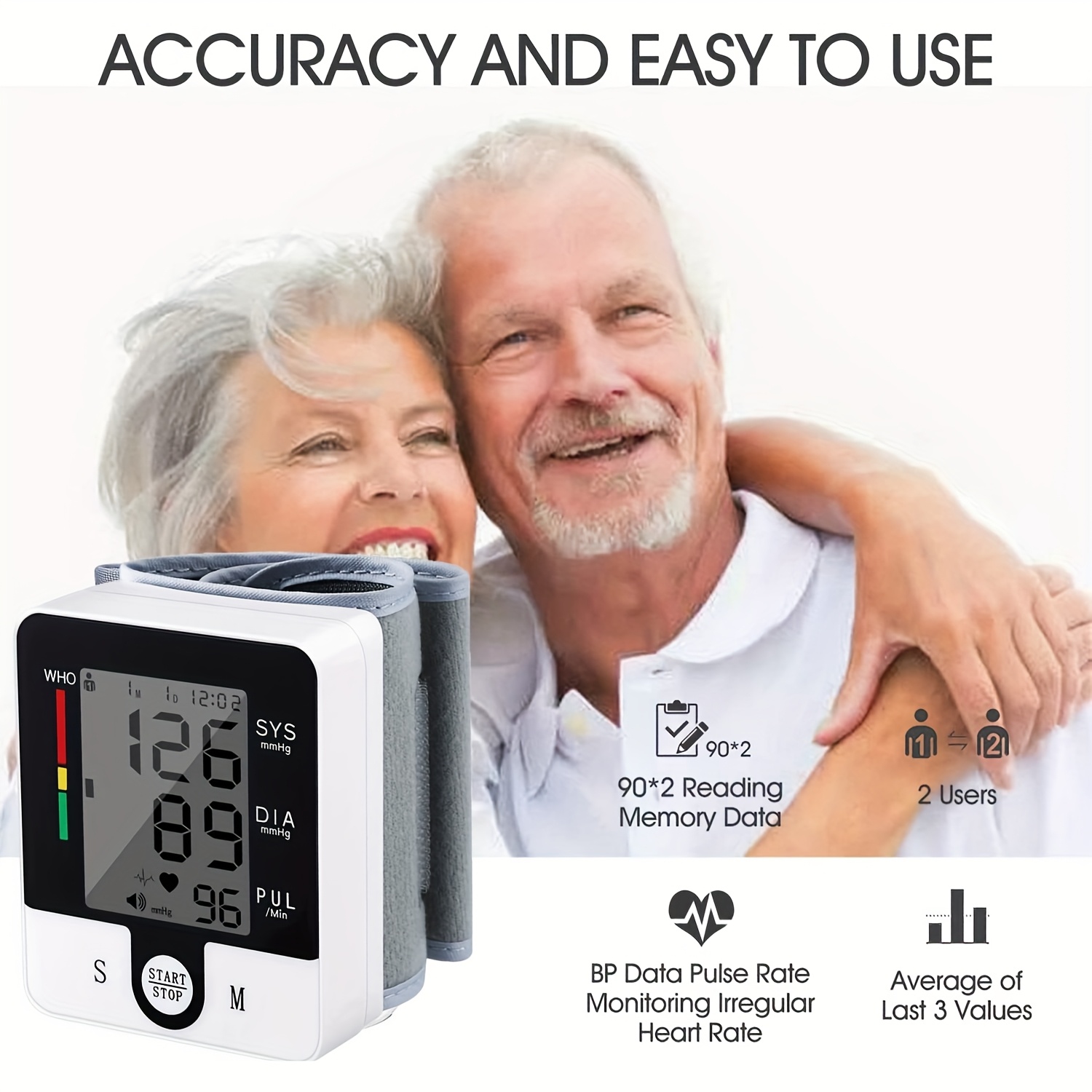   kun wrist  , automatic wrist bp monitor, battery operated digital large lcd display blood pressure for home use adjustable cuffs without battery Product details 3